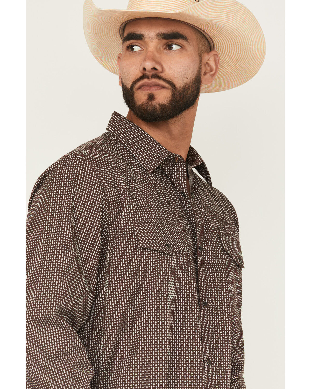 Image #2 - Gibson Trading Co Men's Mud Hole Geo Print Long Sleeve Snap Western Shirt, Brown, hi-res