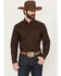 Image #1 - Cody James Men's Old West Tonal Striped Print Long Sleeve Button-Down Western Shirt, Dark Brown, hi-res