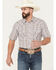 Image #1 - Roper Men's Plaid Print Short Sleeve Snap Stretch Western Shirt, White, hi-res