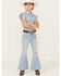 Image #1 - Shyanne Little Girls' Destructed Knee Flare Jeans, Light Wash, hi-res
