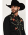 Image #2 - Scully Men's Floral Embroidered Vintage Long Sleeve Snap Western Shirt, Black, hi-res