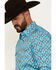 Image #2 - Rodeo Clothing Men's Boot Barn Exclusive Southwestern Print Long Sleeve Snap Western Shirt, Turquoise, hi-res