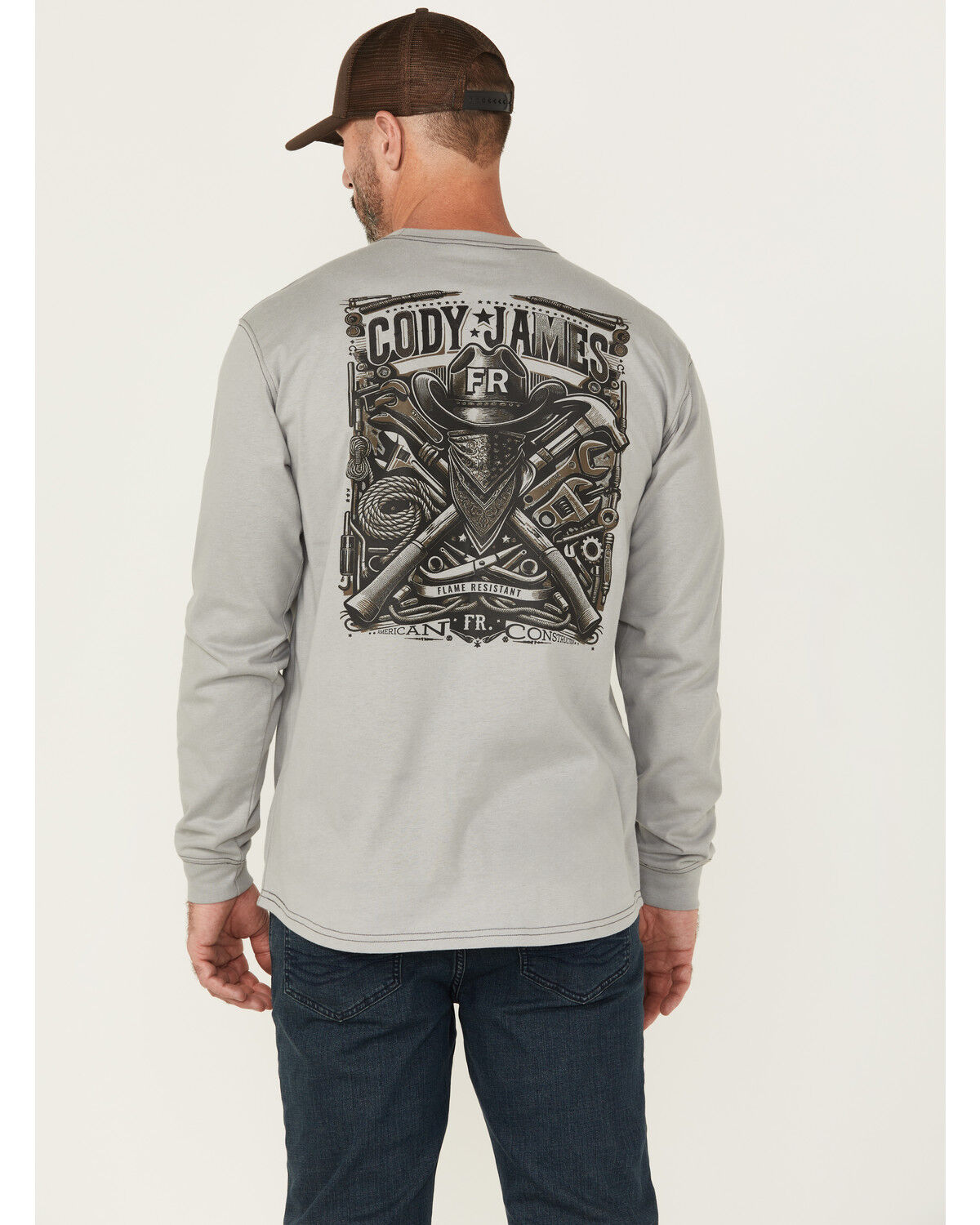 Image #1 - Cody James Men's FR Bandit Long Sleeve Graphic Work T-Shirt, Medium Grey, hi-res