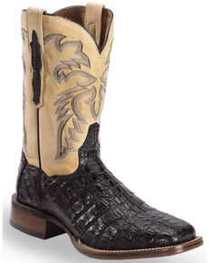 Dan Post Denver Caiman Cowboy Boots - Wide Square Toe, Black, hi-res
