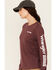 Image #2 - Wrangler RIGGS Women's Boot Barn Exclusive Long Sleeve Logo Graphic Work Tee, Burgundy, hi-res