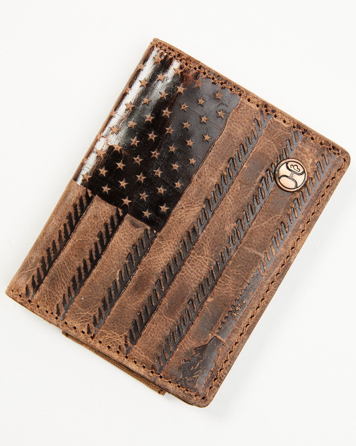 Hooey Men's Brown Liberty Rope Embossed Bi-Fold Money Clip Wallet, Brown, hi-res
