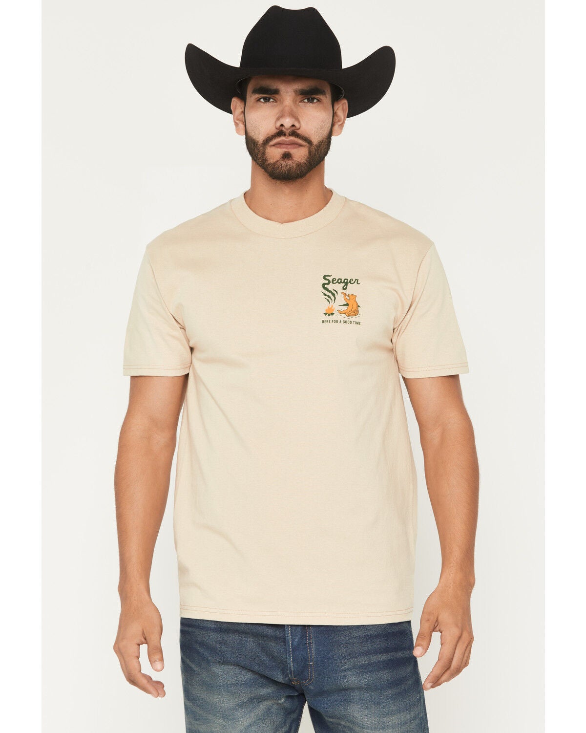 Image #2 - Seager Men's Smokey Short Sleeve Graphic T-Shirt, Cream, hi-res