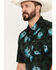 Image #2 - Panhandle Men's Tropical Print Short Sleeve Snap Stretch Western Shirt, Black, hi-res