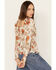 Image #4 - Wild Moss Women's Floral Smocked Waist Top, Ivory, hi-res