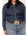 Rough Stock by Panhandle Women's Chambray Thunderbird Embroidered Long Sleeve Western Shirt - Plus, Blue, hi-res