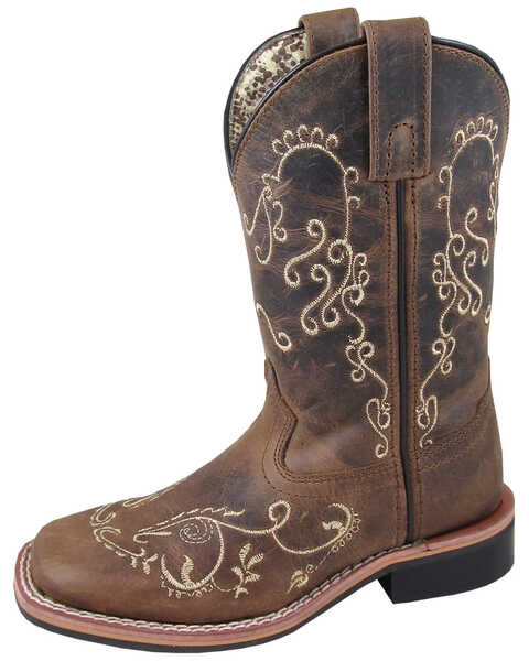 Smoky Mountain Little Girls' Marilyn Western Boots - Square Toe, Brown, hi-res