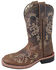 Smoky Mountain Girls' Marilyn Western Boots - Square Toe, Brown, hi-res