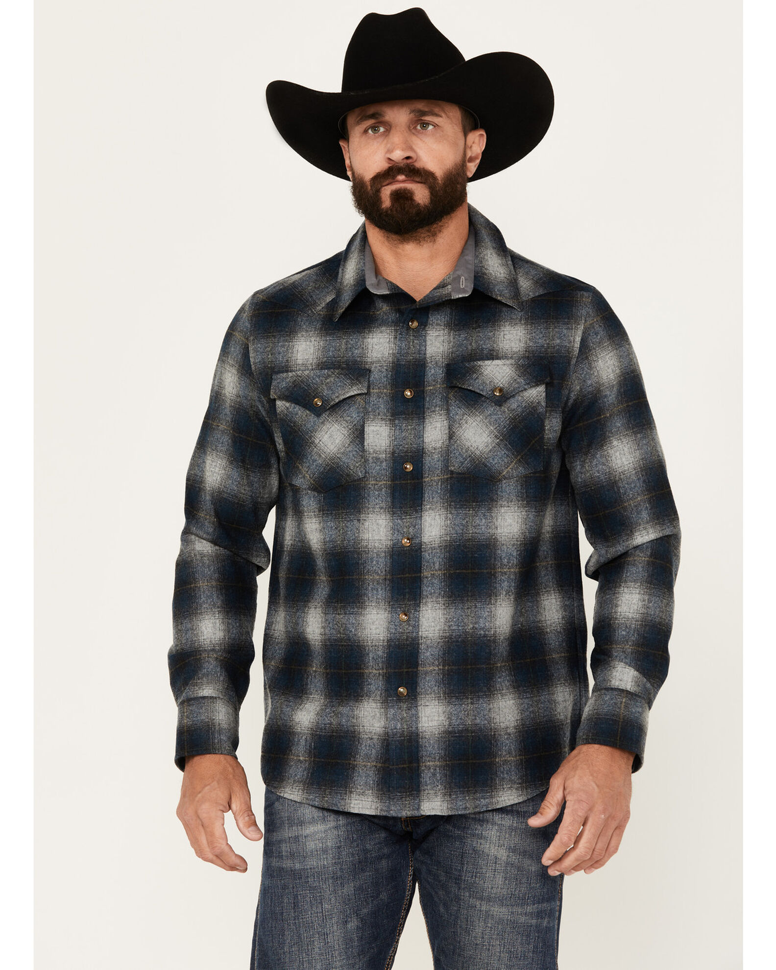 Pendleton Men s Canyon Ombre Plaid Print Long Sleeve Snap Western Shirt Country Outfitter