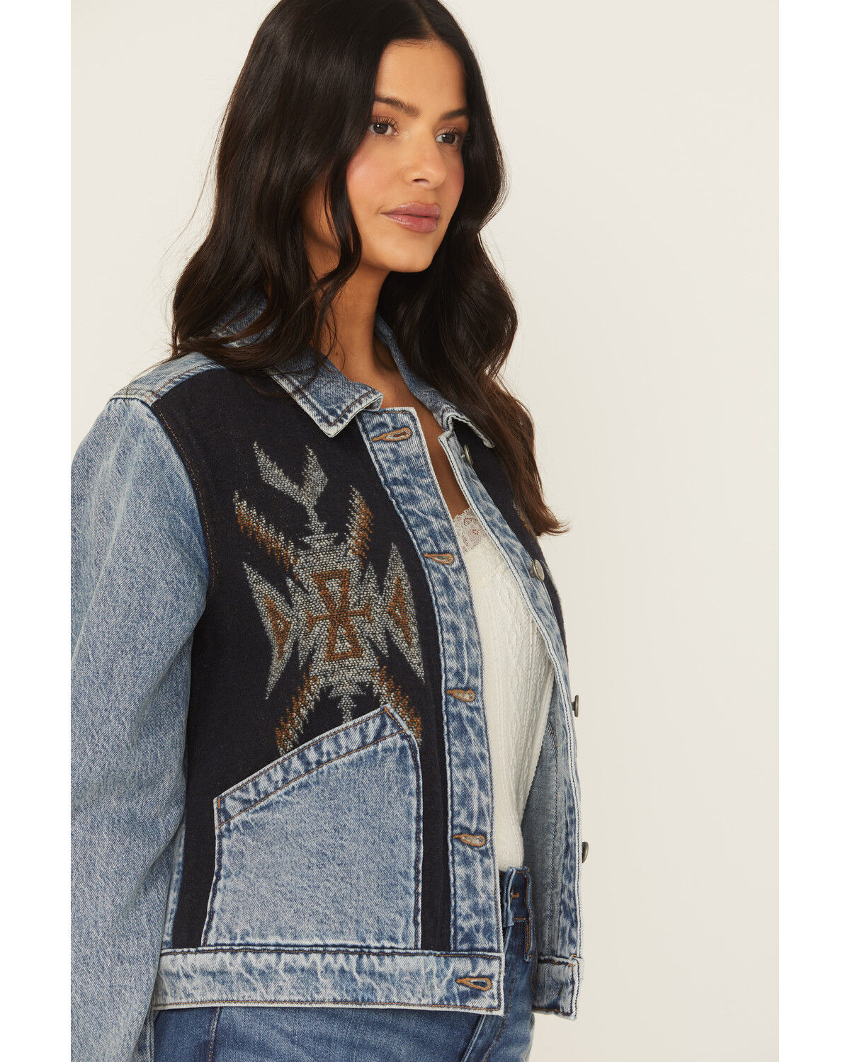 Image #2 - Idyllwind Women's Mallard Denim and Blanket Mix Jacket, Medium Wash, hi-res