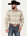 Image #1 - Roper Men's Vintage Horse & Cow Striped Print Long Sleeve Pearl Snap Western Shirt, Sand, hi-res