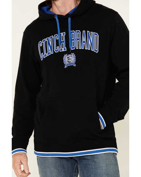 Image #3 - Cinch Men's Solid Black Logo Brand Hooded Sweatshirt , Black, hi-res