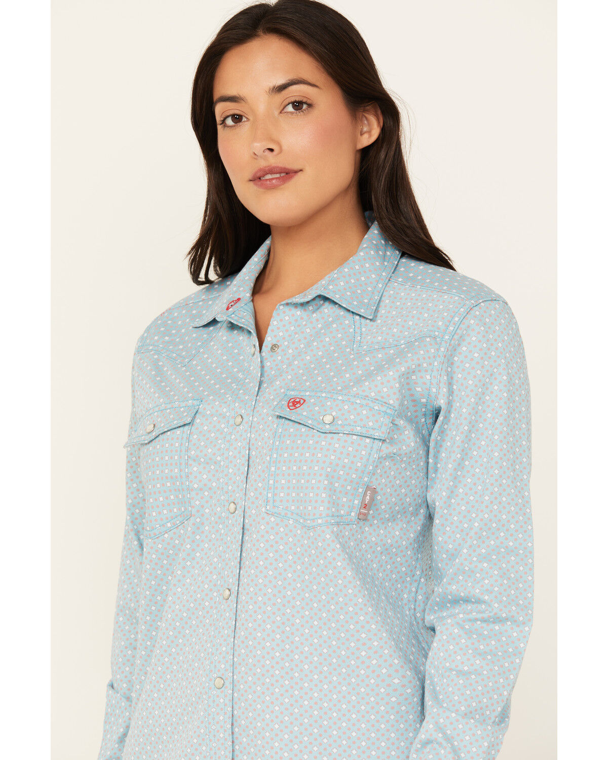 Image #2 - Ariat Women's FR Martlet Long Sleeve Snap Work Shirt, Turquoise, hi-res
