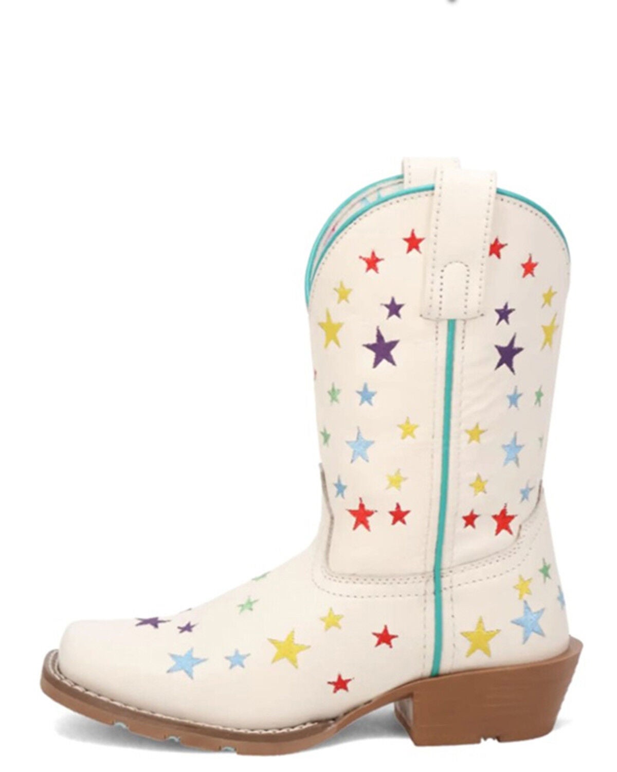 Image #3 - Dan Post Little Girls' Starlett Western Boots - Square Toe, White, hi-res