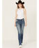 Image #3 - Grace In LA Women's Medium Wash Paisley Pocket Mid Rise Stretch Denim Jeans , Medium Wash, hi-res