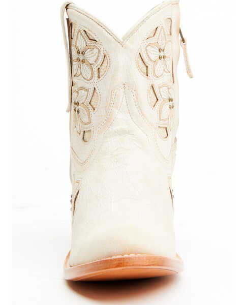 Image #4 - Shyanne Women's Lily Floral Embroidered Western Fashion Booties - Round Toe , Off White, hi-res