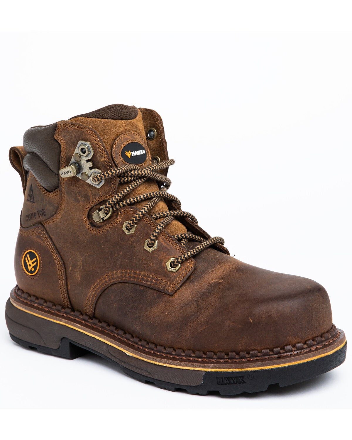 Hawx Men's Crew Chief Work Boots - Composite Toe, Dark Brown, hi-res