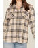 Image #3 - Stillwater Supply Women's Plaid Print Sherpa Lined Shacket, Cream, hi-res