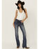Image #3 - Grace in LA Women's Medium Wash Mid Rise Geo Pocket Bootcut Stretch Denim Jeans, Medium Wash, hi-res
