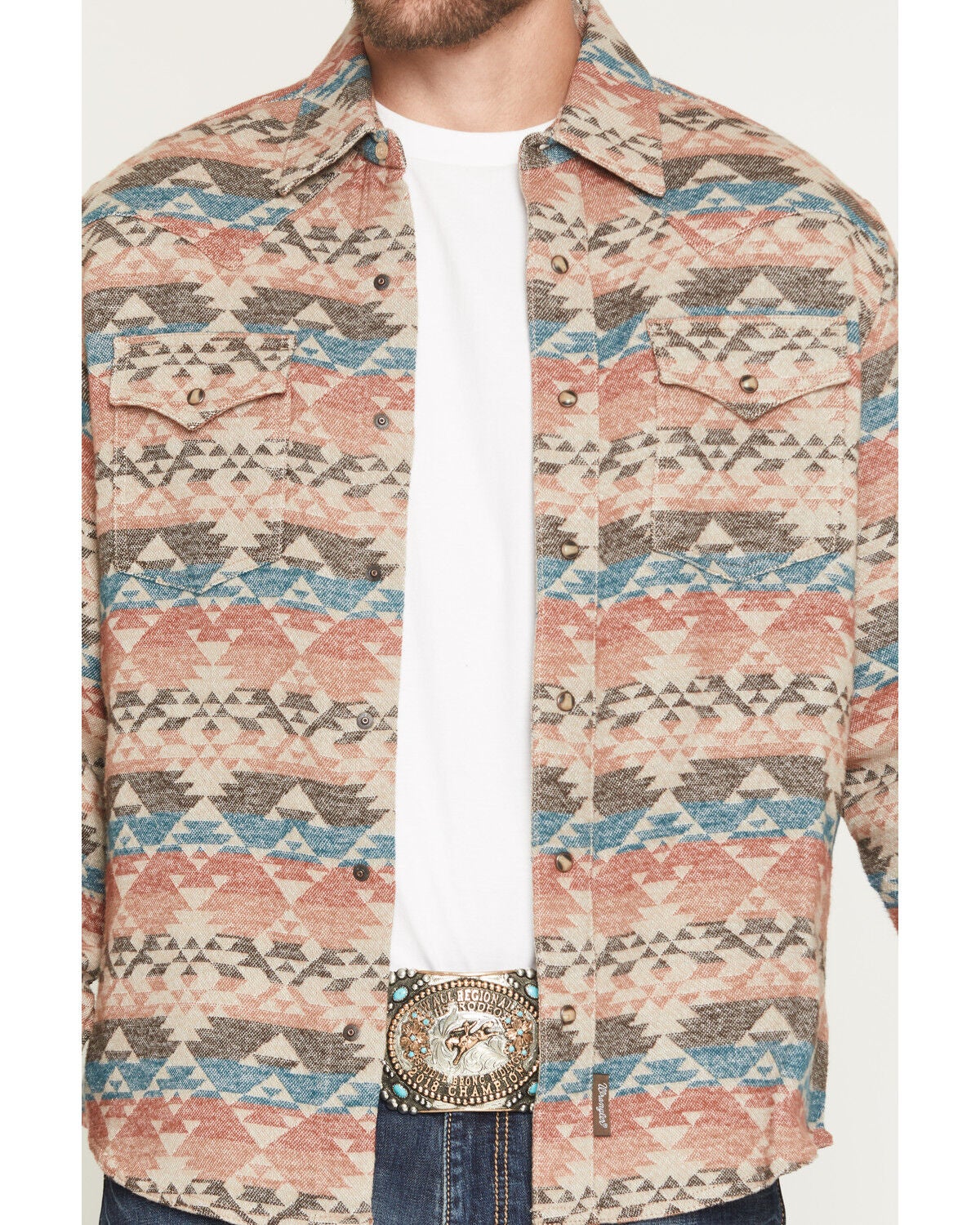 Image #3 - Wrangler Retro Men's Southwestern Print Long Sleeve Snap Shirt Jacket, Multi, hi-res