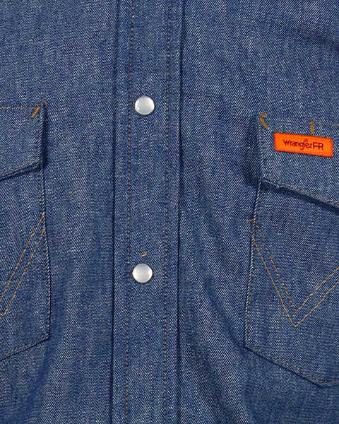 Image #4 - Wrangler Men's FR Long Sleeve Snap Western Work Shirt - Big , Blue, hi-res