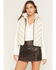 Image #1 - Cripple Creek Women's Faux Fur Microsuede Zip-Up Vest, Cream, hi-res