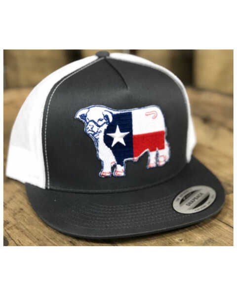 Lazy J Ranch Men's Texas Cow Patch Mesh-Back Ball Cap , Grey, hi-res