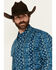 Image #2 - Wrangler Men's Checotah Southwestern Striped Long Sleeve Pearl Snap Western Shirt, Blue, hi-res