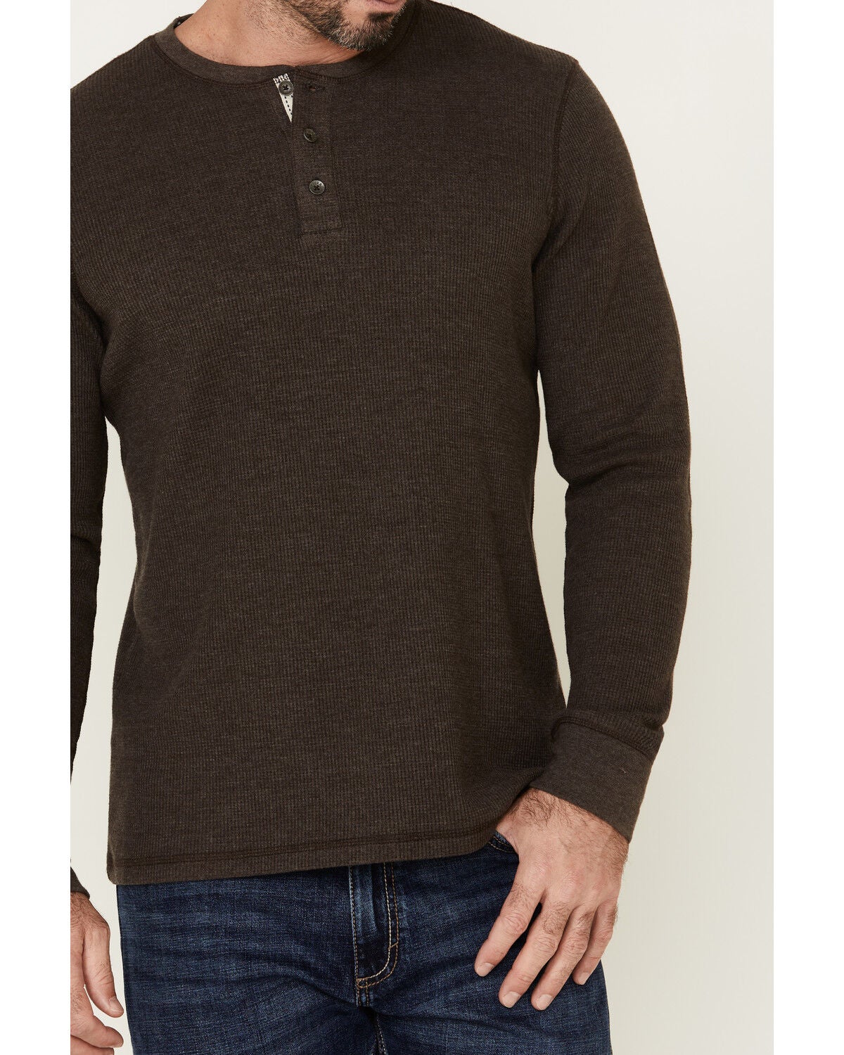 men's waffle henley long sleeve