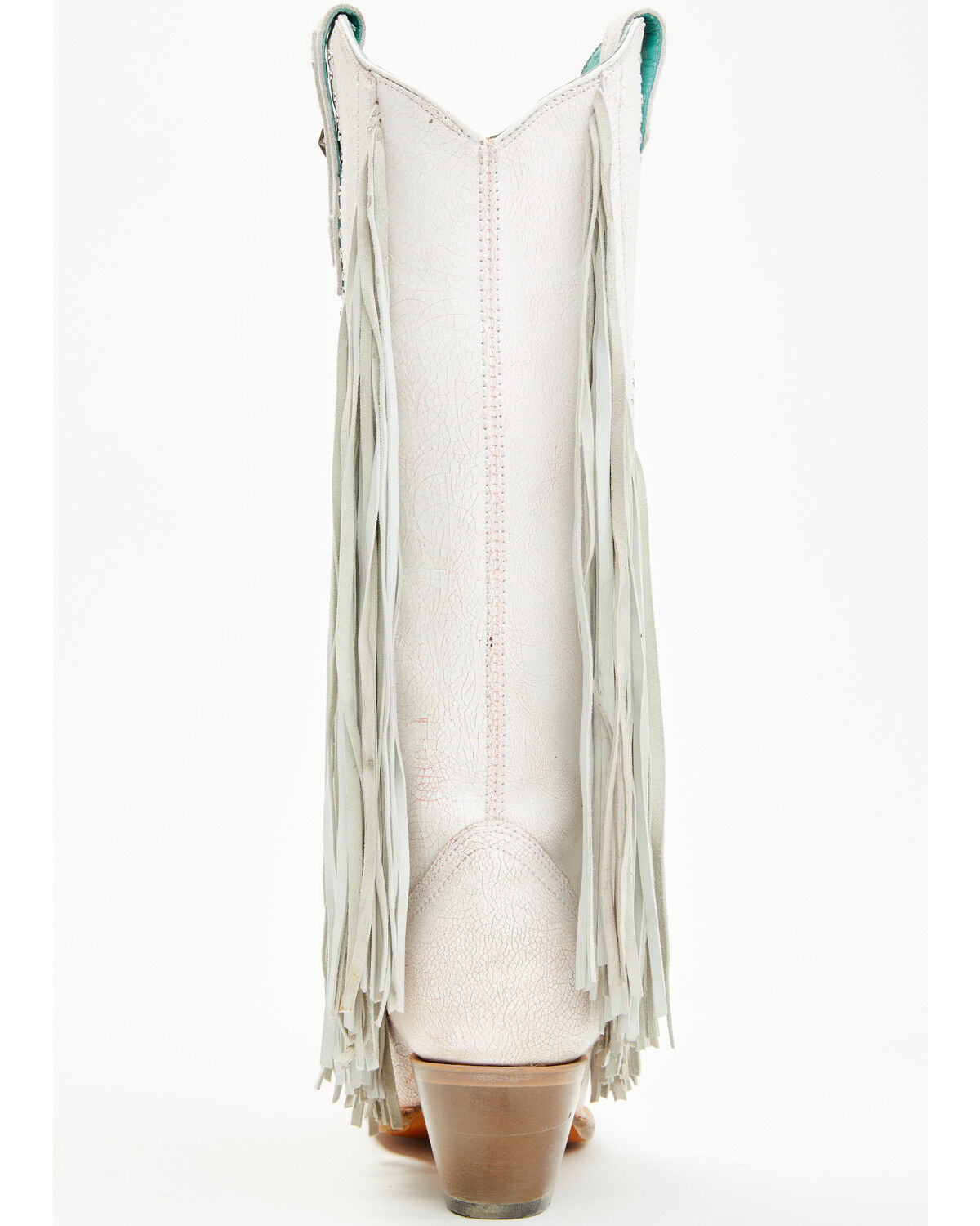 Image #5 - Corral Women's Star Inlay Fringe Tall Western Boots - Snip Toe, White, hi-res
