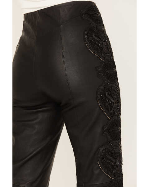 Wonderwest Women's Studded Leather Pant, Black, hi-res