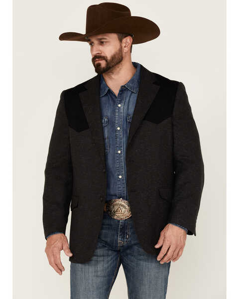 Cody James Men's Waco Contrast Yolk Button-Down Western Sportcoat , Charcoal, hi-res