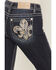 Image #2 - Miss Me Women's Medium Wash Mid Rise Fleur De Lis 32" Bootcut Stretch Denim Jeans, Medium Wash, hi-res