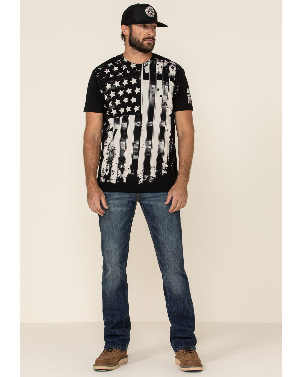 Image #2 - Brothers & Arms Men's Old Glory Flag Short Sleeve Graphic T-Shirt, Black, hi-res