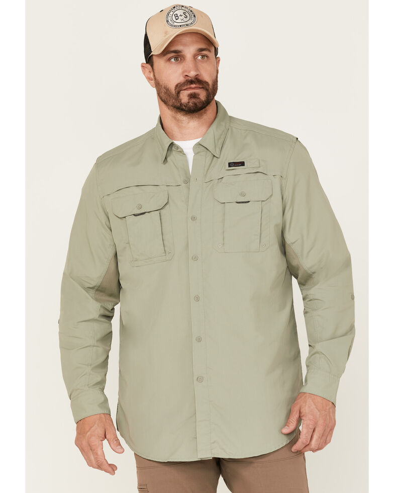 Wrangler ATG Men's All-Terrain Angler Button-Down Western Shirt , Olive, hi-res