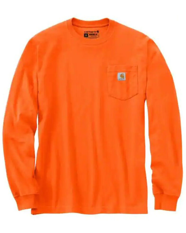 Carhartt Men's Medium Brite Loose Fit Heavyweight Long Sleeve Pocket Work T-Shirt, Bright Orange, hi-res