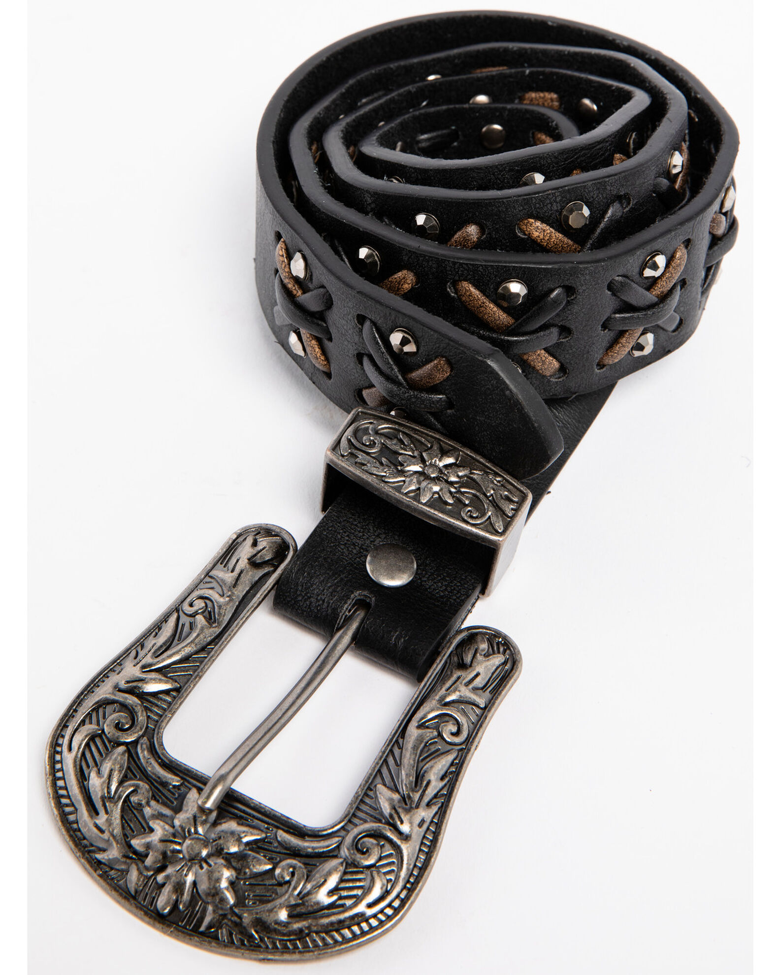 Womens black sales studded belt