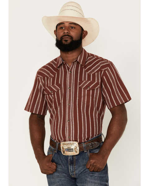 Cody James Men's Guerrero Stripe Snap Western Shirt , Burgundy, hi-res