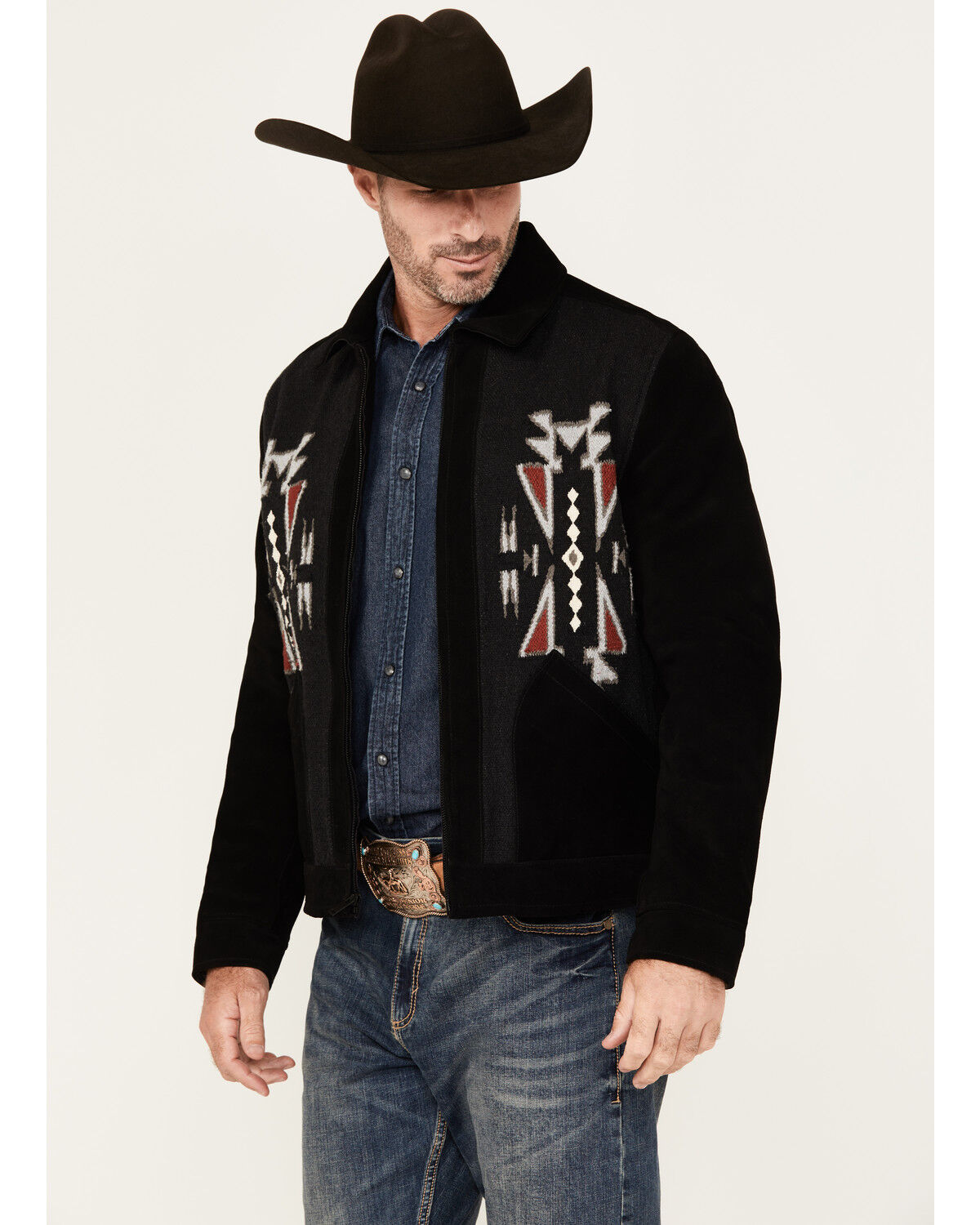 Image #2 - Moonshine Spirit Men's Puebla Suede Zip Jacket, Black, hi-res