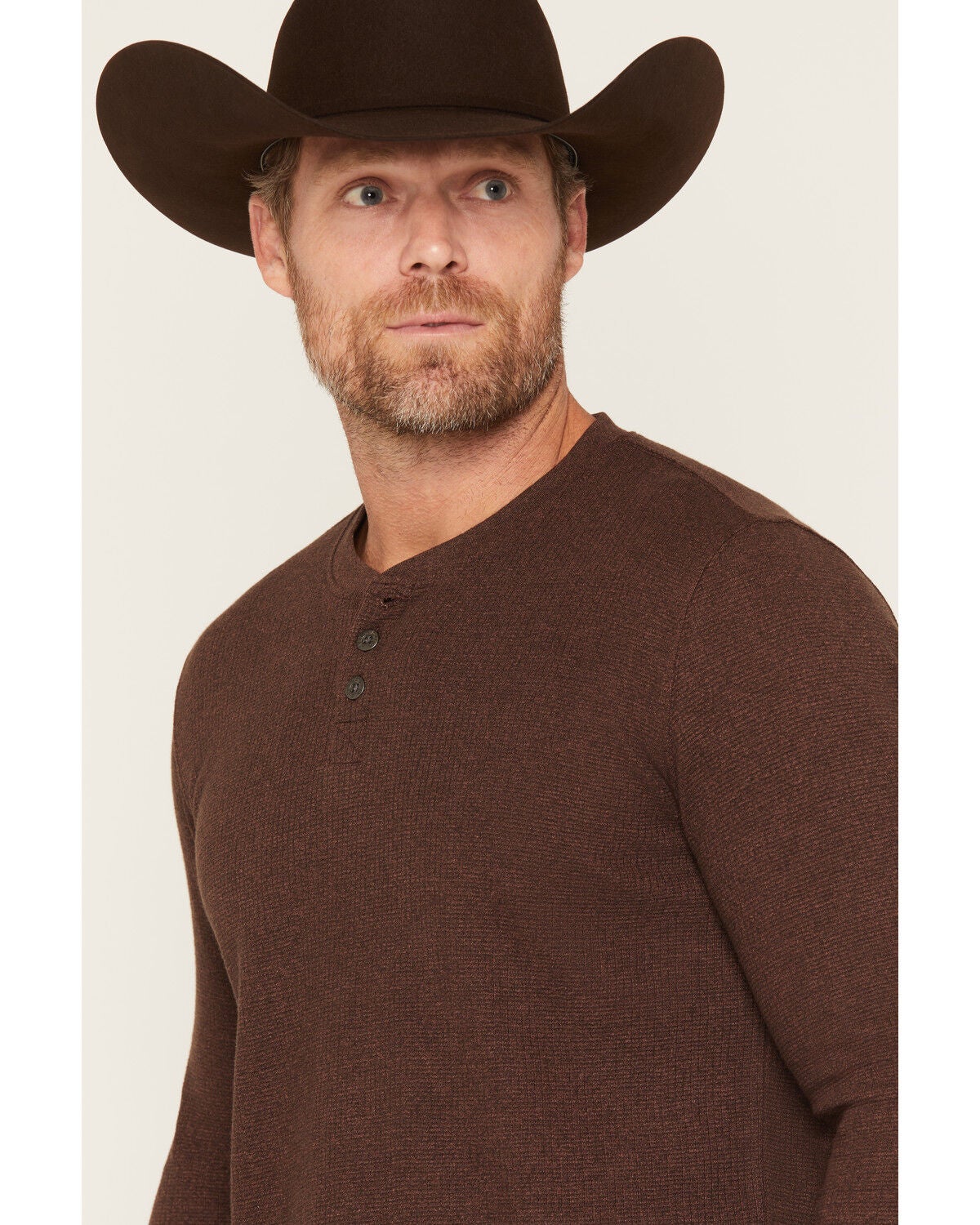 Image #2 - Dakota Grizzly Men's Jesse Long Sleeve 1/4 Button-Down Henley Shirt, Bark, hi-res