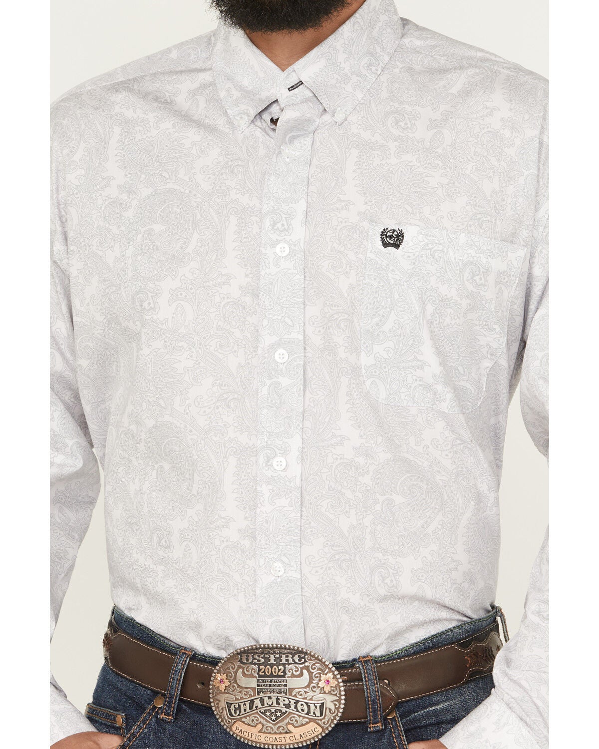 Image #3 - Cinch Men's Paisley Print Long Sleeve Button-Down Western Shirt, White, hi-res