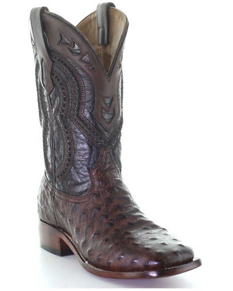Corral Men's Ostrich overlay Western Boots - Square Toe, Brown, hi-res