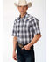Image #1 - Amarillo Men's Grey Shadow Plaid Short Sleeve Western Shirt , , hi-res