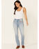 Image #1 - Driftwood Women's Flower Power Flare Leg Jeans, Blue, hi-res