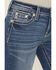 Image #4 - Miss Me Women's Medium Wash Mid Rise Fleur de Lis Pocket Bootcut Stretch Denim Jeans, Medium Wash, hi-res