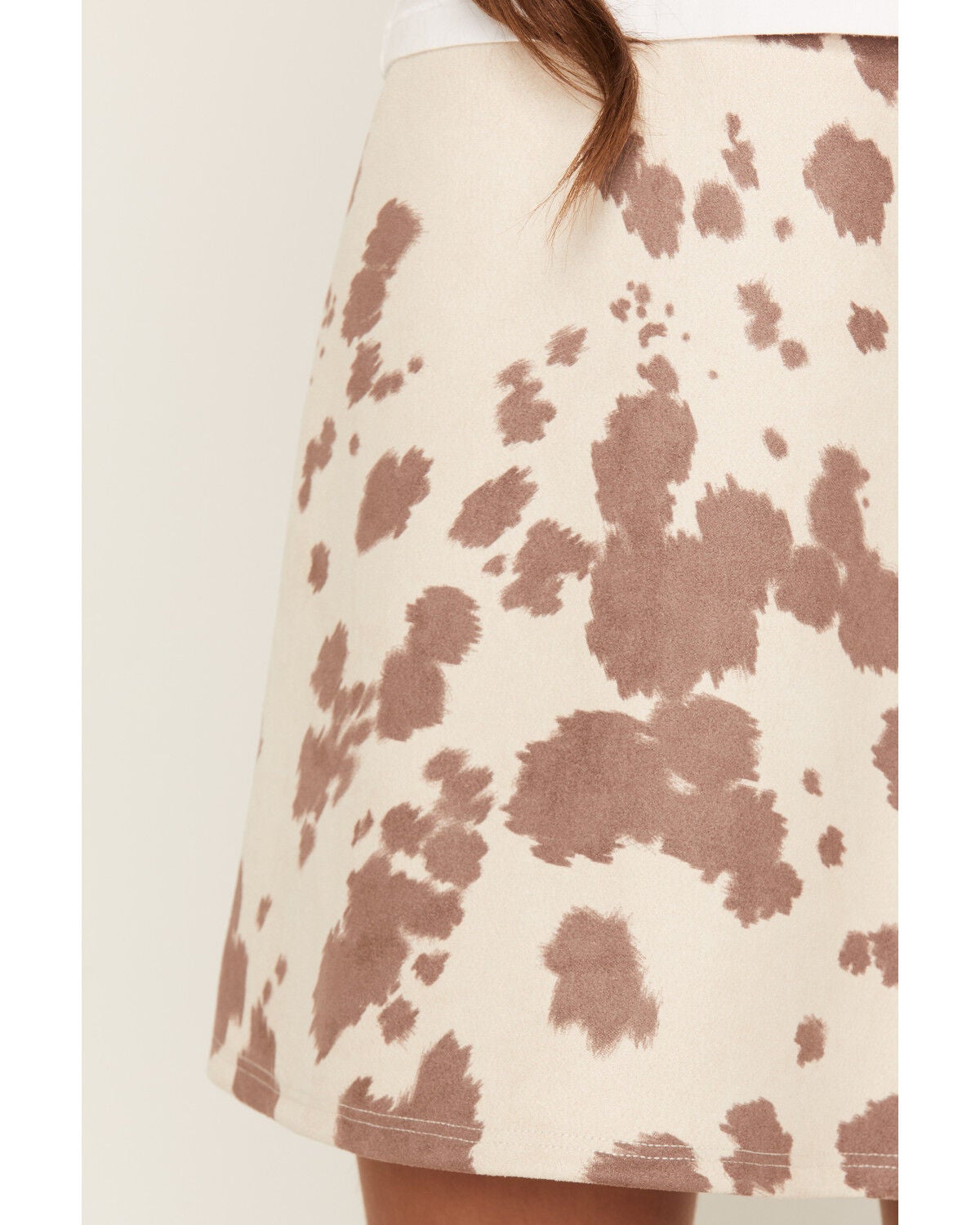 Image #2 - Originality Girls' Cow Print Faux Suede Pull-On Skort, Multi, hi-res